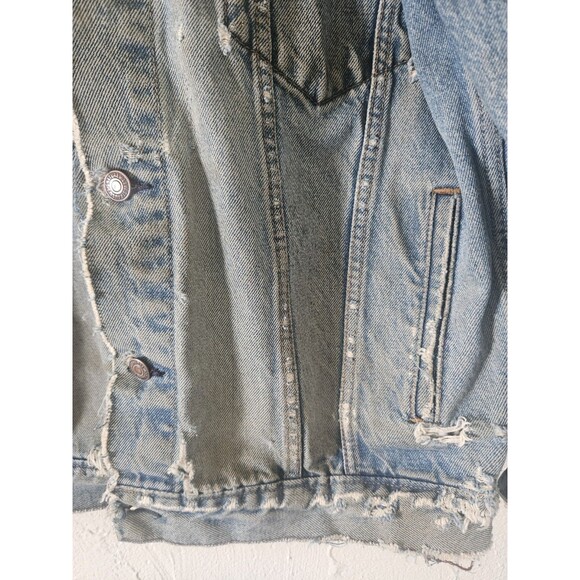 Levi Strauss Signature Jean Denim Tattered Jacket Size L - Picture 1 of 9